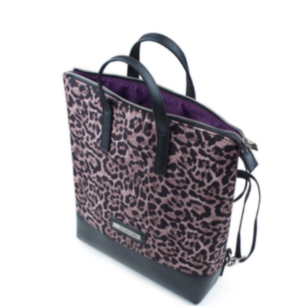 TJ Collection Leopard Torbole Convertible Transformer Backpack Crossbody Bag